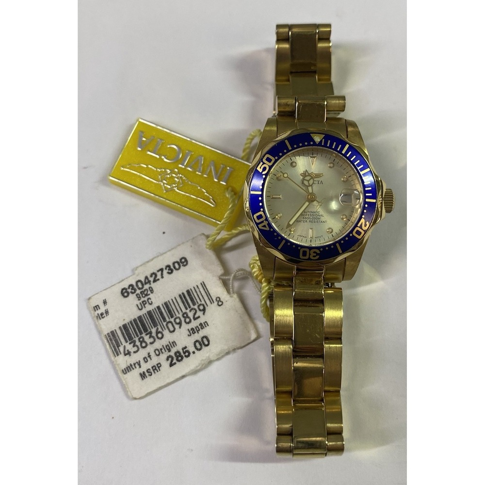 Invicta Pro Diver Water Resistant Wrist Watch 23K Gold Plated-Steel Band Women